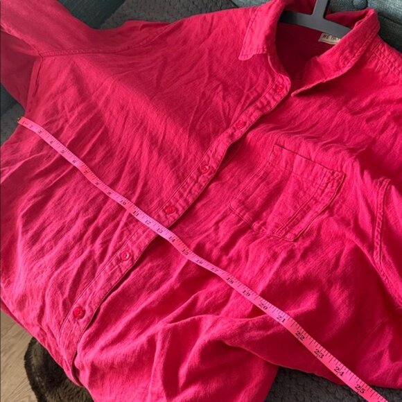We The Free Free People Vibrant Fushia Pink Linen Button Down Top Size Small - Picture 5 of 7